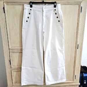 St. Johns BAY White Wide-Leg Pants with Button Detail